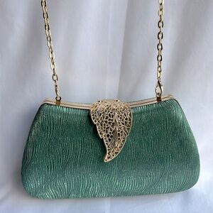 Women Green Glitter Clutch Handbag